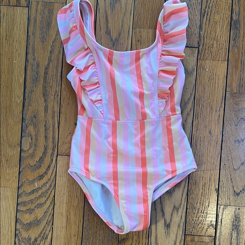 Cat & Jack Kids Swim One Piece - Pink and White Stripes
